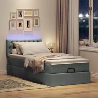 Ottoman bed met matras en LED's 160x200cm stof donkergrijs - thumbnail