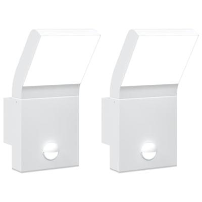 VidaXL Buitenwandlampen 2 st led met sensors gegoten aluminium wit VidaXL Buitenwandlampen 2 st led met sensors gegoten aluminium wit