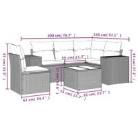 6-delige Loungeset met kussens poly rattan beige - thumbnail