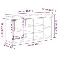 Schoenenbank 102x32x50 cm bewerkt hout betongrijs - thumbnail