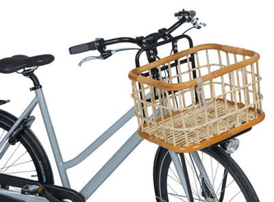 Basil green life - rotan fietsmand - large - voorop- natural bruin