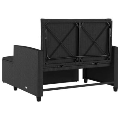 Tuinbank 2-zits met kussens poly rattan zwart Tuinbank 2-zits met kussens poly rattan zwart