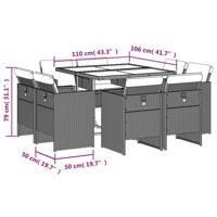 9-delige Tuinset met kussens poly rattan beige - thumbnail
