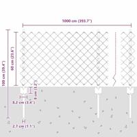 VidaXL Hek met paal zilver 0,6 x 10 m staal - thumbnail