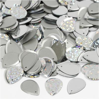 Creativ Company Pailletten, druppel, afm 14x19 mm, zilver, 50 gr/ 1 doos