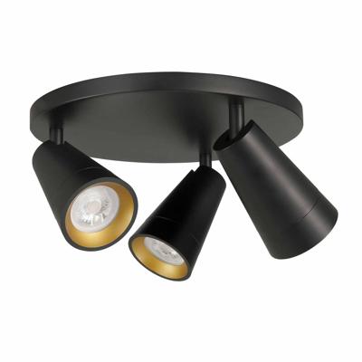 Highlight SpotPetunia zwart met goud 3-lichts rond - S7137.01