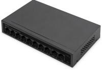 DIGITUS PoE Netwerk Switch - 10-poorts - Gigabit Ethernet - onbeheerd - 8x RJ45 PoE-poorten + 2x RJ45 uplink - 60W PoE budget - CCTV-modus - 10/100/1000 Mbps - zwart - thumbnail