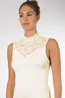 Dames Kanten Top - Blazershirt - Met Hoge hals - Dames kanten mouwloos ondershirt zonder mouwen - thumbnail