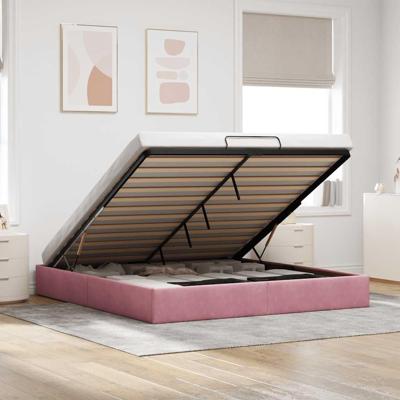 Ottoman bedframe zonder matras 180x200 cm fluweel roze