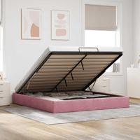 Ottoman bedframe zonder matras 180x200 cm fluweel roze - thumbnail