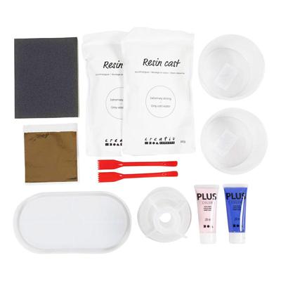 Creativ Company Starter hobbyset hars gieten, kandelaren en dienbladen, blauw, lichtroze, wit, 1 doos