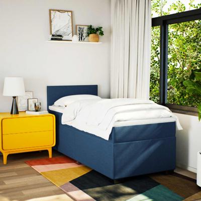 Boxspring met matras stof blauw 100x200 cm