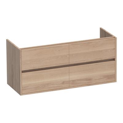 Brauer Adore - Onderkast - 120 cm - met 4 Softclose Lades Greeploos en 2 Sifon Uitsparingen - Lamellen Eiken Naturel
