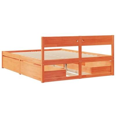 Bedframe zonder matras massief grenenhout wasbruin 140x200 cm