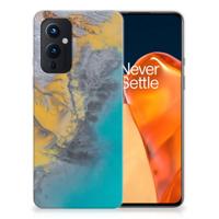 OnePlus 9 | TPU | Siliconen hoesje | Marble Blue Gold - thumbnail