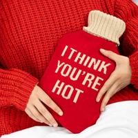 Knitted water bag &apos;&apos;I think you&apos;re hot&apos;&apos; - thumbnail