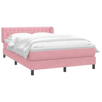 Boxspring met matras fluweel roze 160x220 cm