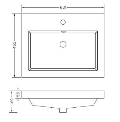 Wiesbaden Vision kunstmarmer wastafel 60x46 wit