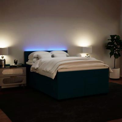 Boxspring met matras fluweel blauw 140x200 cm