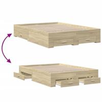 Bedframe met lades bewerkt hout sonoma eikenkleurig 120x190 cm - thumbnail