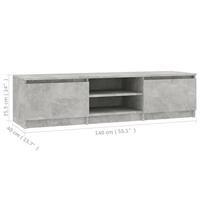 Tv-meubel 140x40x35,5 cm bewerkt hout betongrijs - thumbnail
