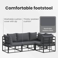 Tuinbankenset met kussen 4 pcs Zwart Aluminium - thumbnail