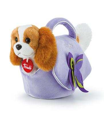 Trudi doggy in lilac bag with butterflies: 11x18x26 cm (xs-29717)
