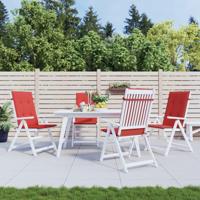 VidaXL Tuinstoelkussens 4 st hoge rug 120x50x3 cm stof rood - thumbnail
