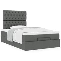 Ottoman bed met matras 120x190 cm stof donkergrijs - thumbnail