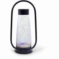 Lantaarn op zonne-energie - GARDEN ID Zwart - Ø18 H34 cm - AAA-batterij - Autonomie 6-8 uur - Praktisch handvat. - thumbnail