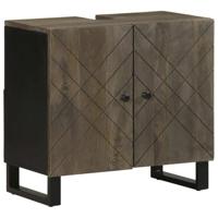 3-delige Badkamermeubelset massief mangohout zwart - thumbnail