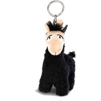 Nici sleutelhanger Lama Lorenzo junior 10 cm pluche zwart - thumbnail