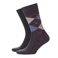 Burlington 2-paar mix Everyday heren sokken - Argyle - Biologisch katoenen sokken met ruit print - 46 - 46 - 46 - 46 - 46 - 46 - thumbnail