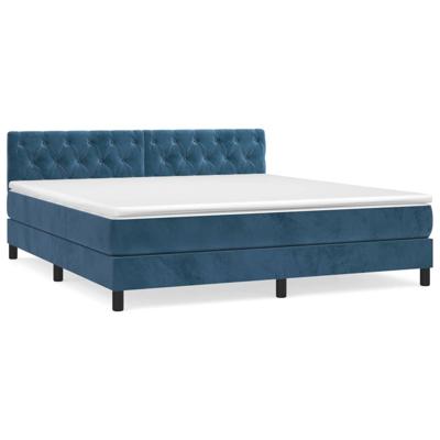 Boxspring met matras fluweel donkerblauw 160x200 cm