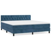 Boxspring met matras fluweel donkerblauw 160x200 cm - thumbnail