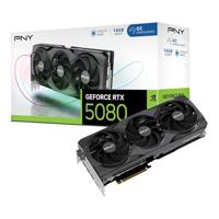 PNY GeForce RTX 5080 Overclocked Triple Fan GPU NVIDIA 16 GB GDDR7 - thumbnail