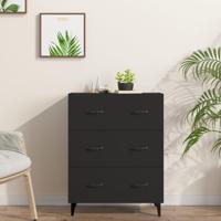Dressoir 69,5x34x90 cm bewerkt hout zwart - thumbnail