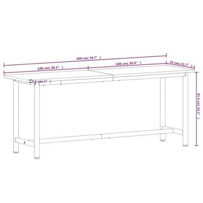 Werkbank 200x55x81,5 cm massief beukenhout en metaal
