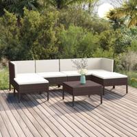 7-delige Loungeset met kussens poly rattan bruin - thumbnail