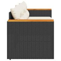 Tuinbank 3-zits met kussens poly rattan zwart - thumbnail