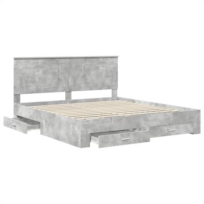 Bedframe met hoofdeinde Beton Grijs 180 x 200 cm Bewerkt hout