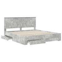 Bedframe met hoofdeinde Beton Grijs 200 x 200 cm Bewerkt hout - thumbnail