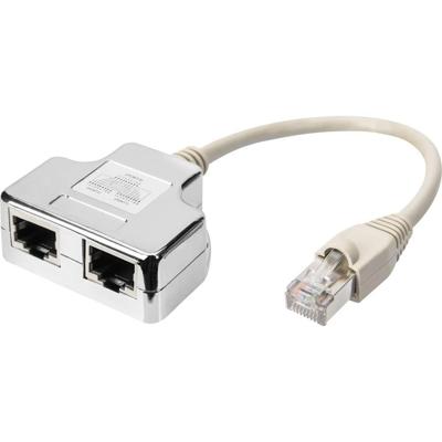 Digitus RJ45 Netwerk Adapter CAT 5, CAT 5e [2x RJ45-stekker - 1x RJ45-stekker] Grijs