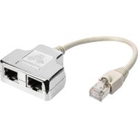 Digitus RJ45 Netwerk Adapter CAT 5, CAT 5e [2x RJ45-stekker - 1x RJ45-stekker] Grijs - thumbnail