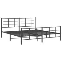 Bedframe met hoofd- en voeteneinde metaal zwart 183x213 cm - thumbnail