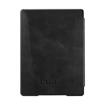 Lunso - Kobo Aura H2o edition 1 hoes (6.8 inch) - Lederen sleep cover - Zwart