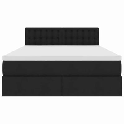 Opbergbed met matras met matras Zwart 140 x 190 cm Bewerkt hout