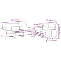 2-delige Loungeset met kussens stof crèmekleurig - thumbnail
