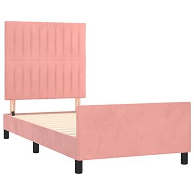 Bedframe met hoofdeinde fluweel roze 90x200 cm