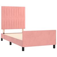Bedframe met hoofdeinde fluweel roze 90x200 cm - thumbnail